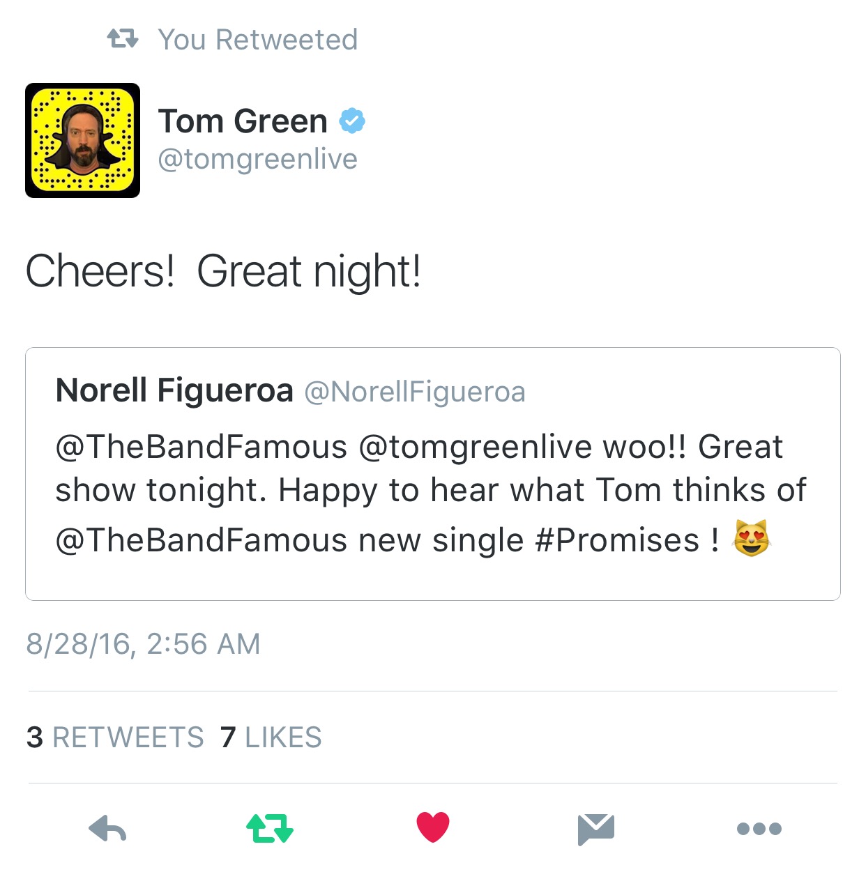 Tom Green Likes The Band Famous - Phonix Intl